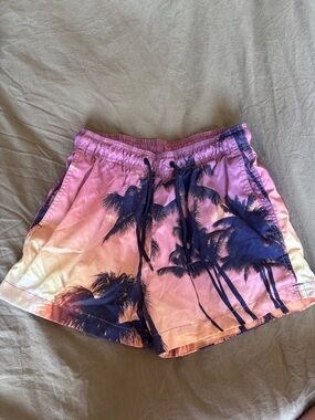 H&M Pink Ombre Palm-Print Men’s Athletic Shorts